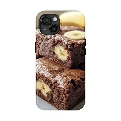 Chocolate Banana Brownies Stacked On Plate