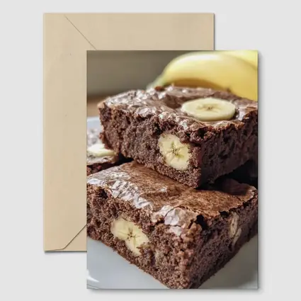 Chocolate Banana Brownies Stacked On Plate