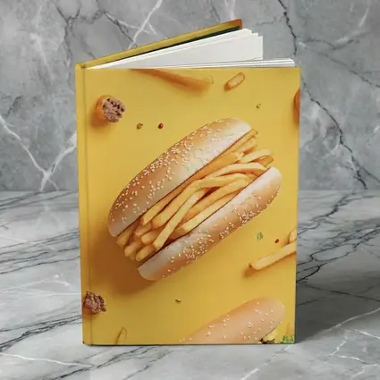 French Fries Burger Flat Lay Yellow Background