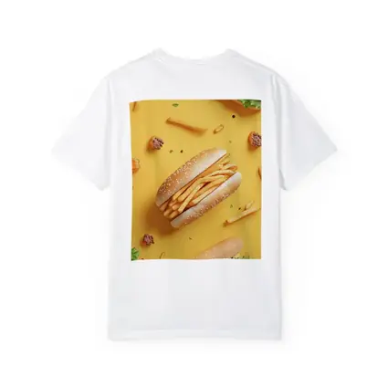 French Fries Burger Flat Lay Yellow Background