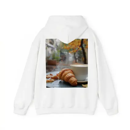 Croissant And Latte Rainy Autumn Street