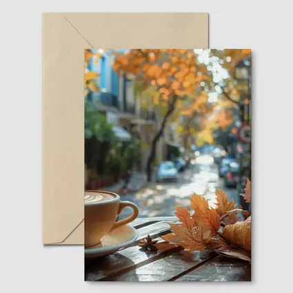 Latte Coffee Croissant Autumn Street Cafe