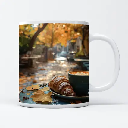 Latte And Croissant Autumn Cafe Street