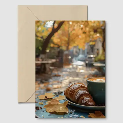 Latte And Croissant Autumn Cafe Street