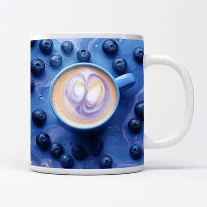 Blueberry Latte Art Blue Marble Background