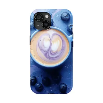 Blueberry Latte Art Blue Marble Background