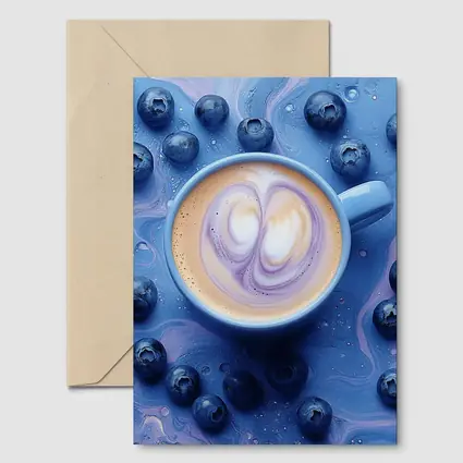 Blueberry Latte Art Blue Marble Background