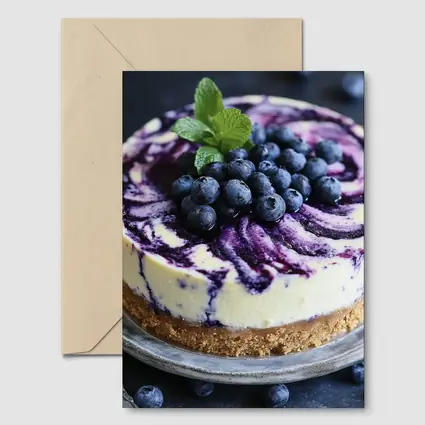Blueberry Swirl Cheesecake on Dark Background