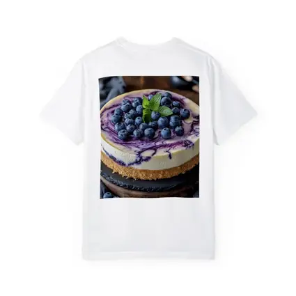Blueberry Swirl Cheesecake On Wooden Board