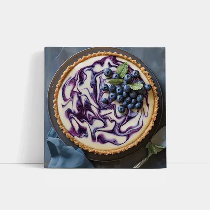 Blueberry Swirl Cheesecake Tart Blue Background
