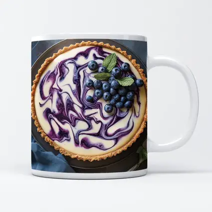 Blueberry Swirl Cheesecake Tart Blue Background