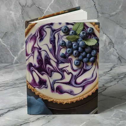Blueberry Swirl Cheesecake Tart Blue Background