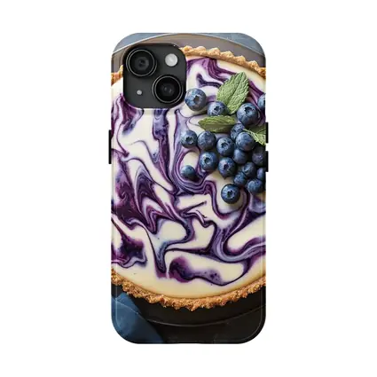 Blueberry Swirl Cheesecake Tart Blue Background