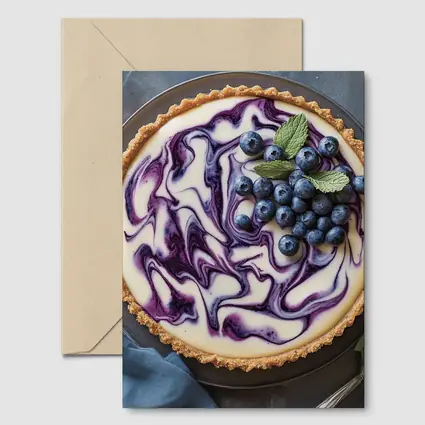 Blueberry Swirl Cheesecake Tart Blue Background