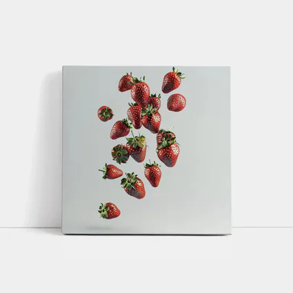 Fresh Strawberries Falling On White Background
