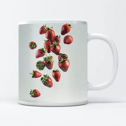Fresh Strawberries Falling On White Background