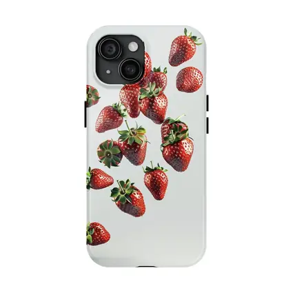 Fresh Strawberries Falling On White Background