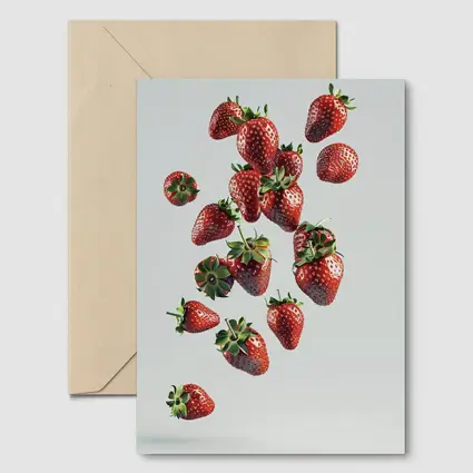 Fresh Strawberries Falling On White Background