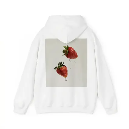 Two Fresh Strawberries Falling With Water Drops