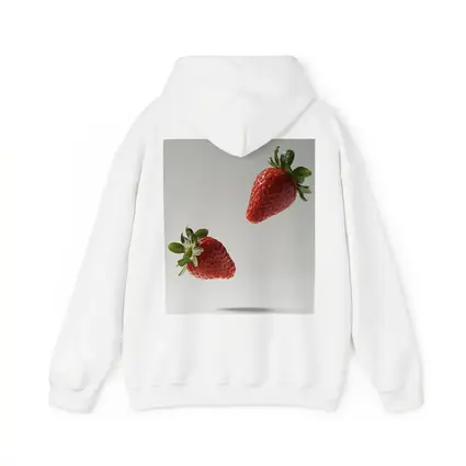 Two Fresh Strawberries Floating Gray Background