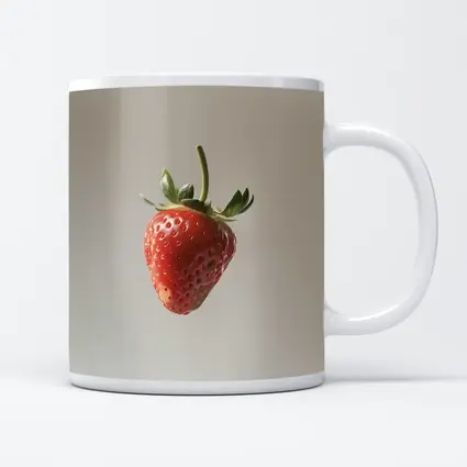 Red Strawberry Floating on Neutral Background