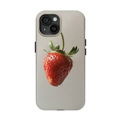 Red Strawberry Floating on Neutral Background