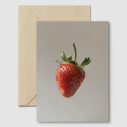 Red Strawberry Floating on Neutral Background