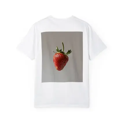 Red Strawberry Floating on Neutral Background