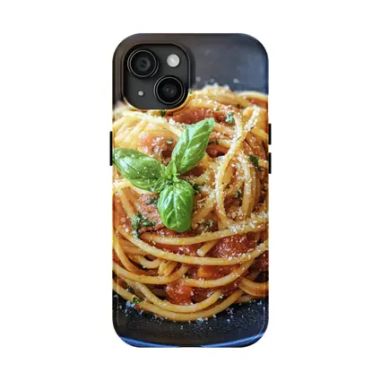 Spaghetti Tomato Sauce Basil Parmesan Dark Bowl