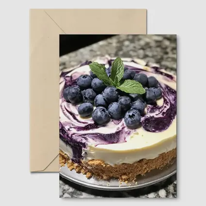 Blueberry Swirl Cheesecake Fresh Mint Topping