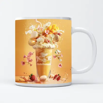 Mango Milkshake With Macarons And Flowers