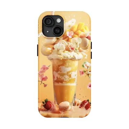 Mango Milkshake With Macarons And Flowers