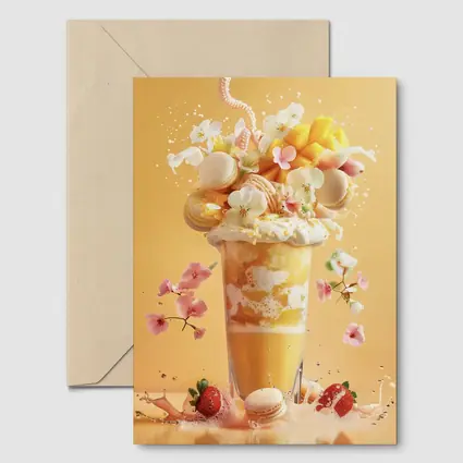 Mango Milkshake With Macarons And Flowers