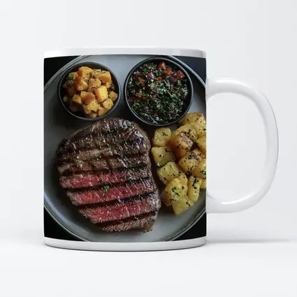 Grilled Steak Plate With Chimichurri And Potatoes