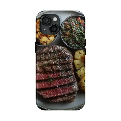 Grilled Steak Plate With Chimichurri And Potatoes