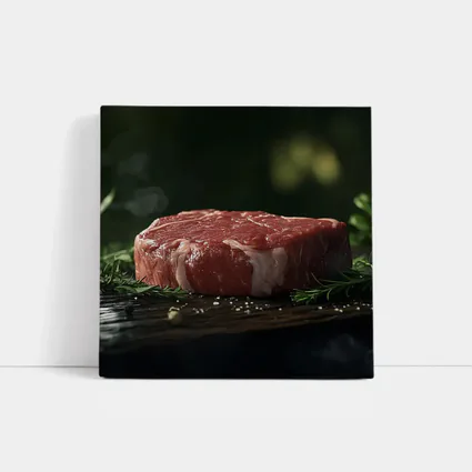 Raw Beef Filet on Dark Wooden Board
