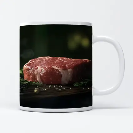 Raw Beef Filet on Dark Wooden Board