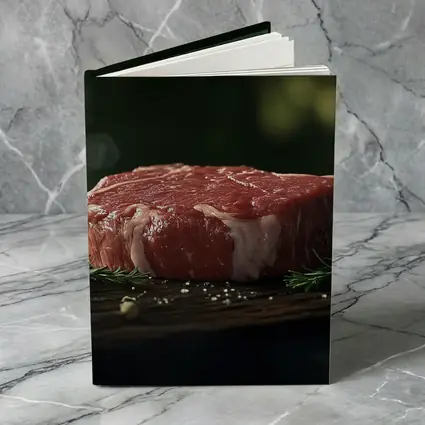Raw Beef Filet on Dark Wooden Board