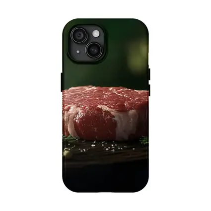 Raw Beef Filet on Dark Wooden Board