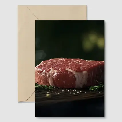 Raw Beef Filet on Dark Wooden Board