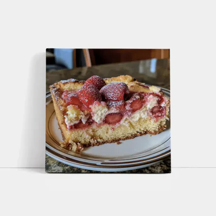Strawberry Cream Cake Slice On Plate