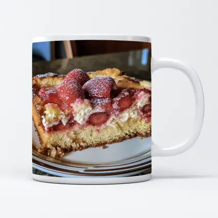 Strawberry Cream Cake Slice On Plate