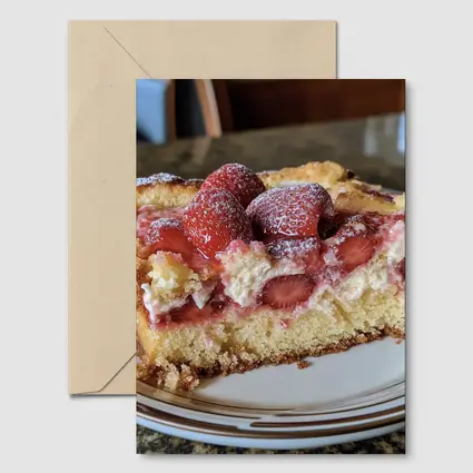 Strawberry Cream Cake Slice On Plate