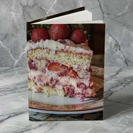 Strawberry Cream Cake Slice Floral Plate