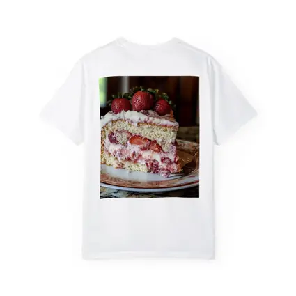 Strawberry Cream Cake Slice Floral Plate