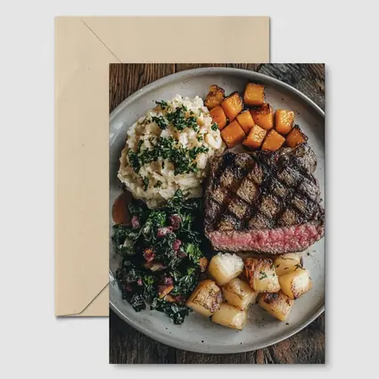 Grilled Ribeye Steak With Roasted Vegetables