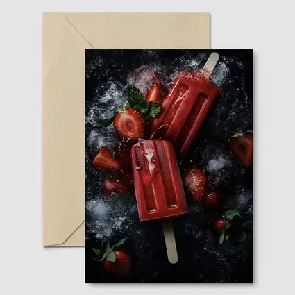 Strawberry Ice Pops Dark Moody Background