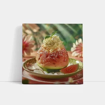 Guava Sorbet Dessert Tropical Floral Background