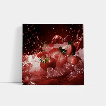 Fresh Strawberries Splashing in Red Juice