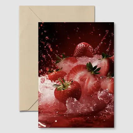 Fresh Strawberries Splashing in Red Juice